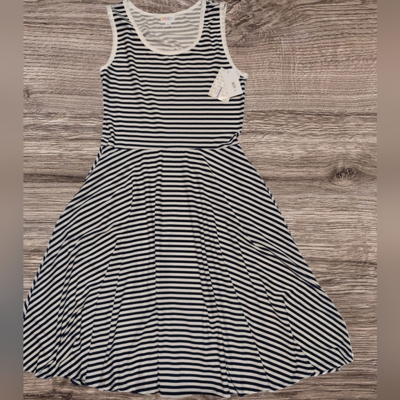 LuLaRoe Dresses & Skirts - Navy Blue and White Stripe Sleeveless Dress